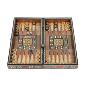 طاولة زهر وشطرنج حجم وسط — صدف طبيعي (BG-009) في الكويت