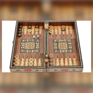 طاولة زهر وشطرنج حجم وسط — صدف طبيعي فخمة (BG-010) في الكويت