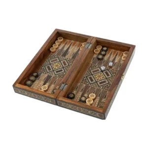 طاولة زهر وشطرنج حجم وسط — صدف طبيعي مميزة (BG-037) في الكويت