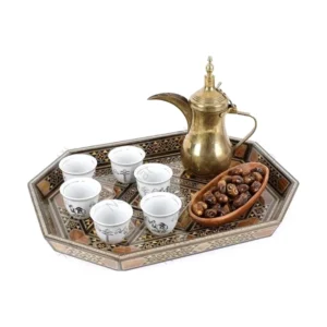 طقم صواني موزاييك خشب جوز فاخر في الكويت